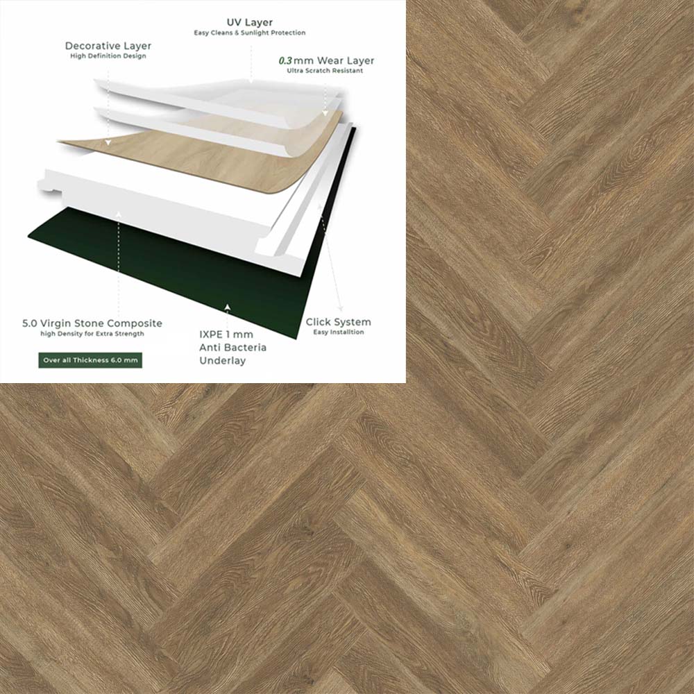 Royal Oak SPC Flooring Herringbone Pro With Specification.
